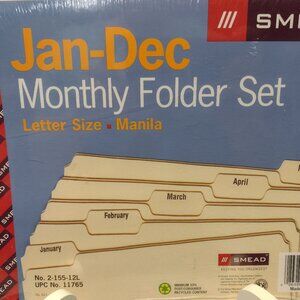 NWT! Smead Monthy Folder Set Jan-Dec, Letter Size, Manila
